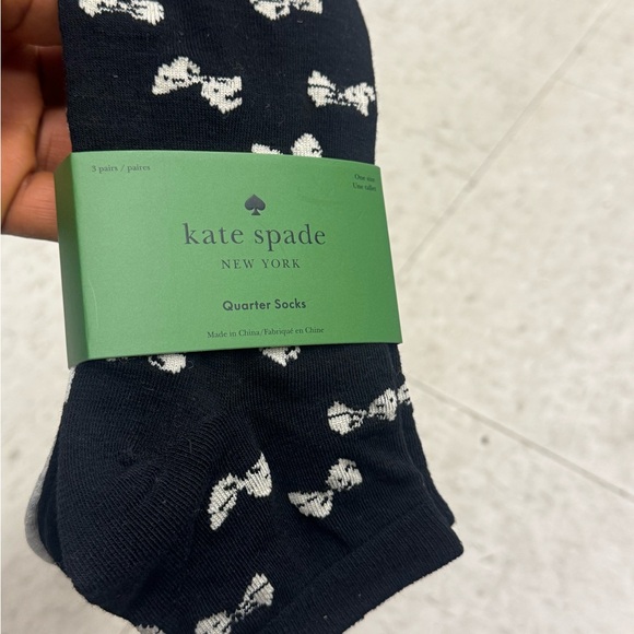Kate Spade Black Socks with White Bow Design - Picture 7 of 7